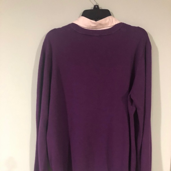 Fuchsia sweater with faux white collar - Picture 7 of 7